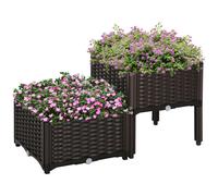 Outsunny Jardinière Potager Carré 2 Pièces Pots de Fleurs Combinaison DIY pour Légumes Herbes Fleurs et Plantes PP Marron Aosom France