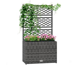 Outsunny Jardinière Pour Plantes 22L 2 Pots 57x30x107cm Gris Clair | Bac à Plante Jardinière, Jardin Balcon Patio Terrasse Extérieur, en Résine Tressée et Acier