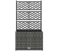 Outsunny Jardinière pour plantes avec treillis 3 bacs à plante 22L en résine tressée et acier galvanisé 57 x 30 x 107 cm gris