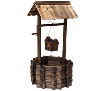 Outsunny Jardinière puits à souhaits en Bois avec Seau Suspendu | Élément de jardin, pot de fleurs extérieur, bois, pour décoration de jardin arrière