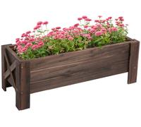 Outsunny, jardinière rectangulaire d'extérieur, pot à fleurs pour plantes, bac surélevé pour potager en bois, 100x36,5x36 cm