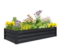 Outsunny Jardinière rectangulaire Potager de Jardin bac à Fleurs en Acier avec Bordure de sécurité et Fond Ouvert dim. 150L x 70l x 30H cm Noir