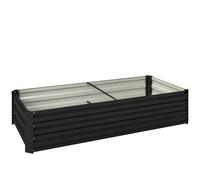 Outsunny Jardinière rectangulaire potager de jardin en acier galvanisé bordure de sécurité et fond ouvert 150x70x30cm gris foncé