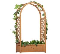 Outsunny Jardinière rectangulaire sur Pied avec Treillis et Arche - 83 x 36 x 152 cm - Fond à Lattes - Bois Sapin pré-huilé