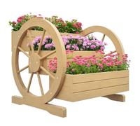 Outsunny Jardinière sur pieds carrée Potager 3 étages – 2 roues, trous drainage, sapin 62x61x57cm