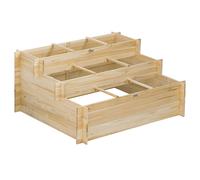 Outsunny Jardinière sur pieds à 3 niveaux carré potager de jardin avec 9 compartiments en bois de sapin et tissu non tissé
