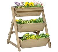 Outsunny Jardinière sur Pieds carré Potager 3 étages dim. 71L x 61l x 77H cm Inserts d'irrigation Feutre de Drainage Bois Sapin Autoclave
