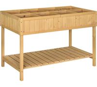 Outsunny Jardinière sur Pieds carré Potager avec étagère dim. 110L x 46l x 76H cm 8 Compartiments & Inserts d'irrigation Bois de Sapin