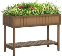 Outsunny Jardinière sur Pieds carré Potager avec étagère dim. 110L x 46l x 76H cm 8 Compartiments & Inserts d'irrigation Bois de Sapin