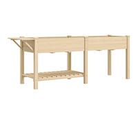 Outsunny Jardinière sur pieds carré potager de jardin sur pieds 2 bacs tablette étagère inférieure 207 x 59 x 78 cm bois naturel