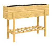 Outsunny Jardinière sur pieds carré potager de jardin sur pieds avec 2 trous de drainage en bois 100 x 30 x 70,5 cm bois naturel
