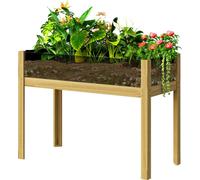 Outsunny Jardinière sur pieds, carré potager de jardin sur pieds avec panneaux en acrylique et trous de drainage, potager surélevé en bois pour fleurs, herbes, légumes, 110 x 50 x 80 cm, bois naturel