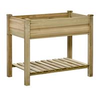 Outsunny Jardinière sur pieds potager avec étagère à lattes, bois sapin autoclave 91×51×76 cm, vert
