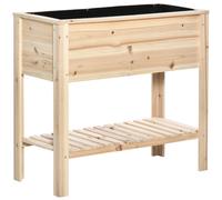 Outsunny Jardinière sur pieds potager avec étagère à lattes 90 x 40 x 81 cm inserts d'irrigation, géotextile inclus bois massif
