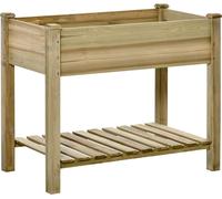Outsunny Jardinière sur Pieds Potager avec étagère à Lattes dim. 91L x 51l x 76H cm Bois Sapin Autoclave