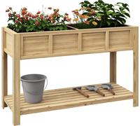Outsunny Jardinière sur pieds 115×46×75 cm Bois massif sapin – séparateur amovible, étagère