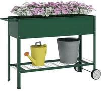 Outsunny Jardinière sur Pieds Potager dim. 109L x 44l x 80H cm étagère 2 Roues + Insert d'irrigation métal Vert