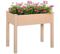 Jardinière surélevée - Outsunny - en Bois - Trous de Drainage, Tissu non tissé - pour Plantes, Fleurs, Légumes - effet bois naturel