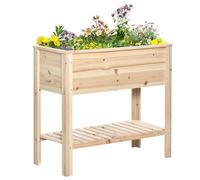 Outsunny Jardinière potager sur pieds 90x40x81 cm – étagère lattes, inserts irrigation, géotextile