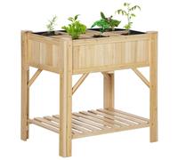 Outsunny Jardinière sur pieds potager surélevé extérieur de jardin avec 6 grilles divisées étagère de rangement 78,5 x 58 x 81cm bois de sapin natuel