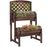 Outsunny Jardinière sur Pieds surélevée avec Treillis carré Potager 2 Niveaux lit de Jardin surélevé pour terrasse, Balcon, Jardin, 42 x 49 x 80 cm, Marron