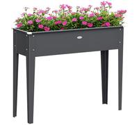 Outsunny Jardinière sur Pieds Trou de Drainage 100x30x80cm Acier Gris | Carré Potager, Acier Galvanisé