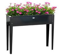 Outsunny Jardinière sur pieds carrée 100x30x80 cm – acier galvanisé, trou de drainage – Noir