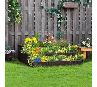 Outsunny, jardinière surélevée à 3 niveaux en rotin, sans fond, pour plantes, fleurs et légumes, 120x120x40 cm, gris