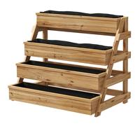 Outsunny Jardinière surélevée à 4 Niveaux avec Trous de Drainage et Tissu non Tissé, en Bois d'épicéa, 75x57x60,5 cm
