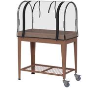 Outsunny Jardinière surélevée avec bâche transparente, 2 roulettes et 1 étagère inférieure, dim. 80L x 40l x 120H cm