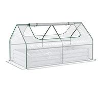 Outsunny Jardinière surélevée avec Serre - Jardinière en Acier avec Couvercle en Plastique - Fenêtre Enroulable - Double Usage pour Fleurs, légumes, Fruits et Herbes - 185 x 95 x 92 cm (L x l x H) -