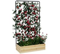 Outsunny : Jardinière surélevée avec support pour plantes grimpantes, bac de plantation en bois, idéal pour un jardin d'herbes aromatiques