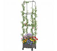 Outsunny Jardinière surélevée avec treillis bac mobile à roulettes trou de drainage, bac de plantation 40 x 40 x 185 cm
