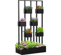 Outsunny Jardinière surélevée avec treillis en tissu non tissé et bois pour plantes, légumes, fleurs ou herbes aromatiques, 90 x 45 x 170 cm