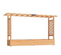 Outsunny Jardinière surélevée avec treillis latéral et supérieur, bac à fleurs trous de drainage, 200x44x113,5cm, bois naturel