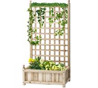 Outsunny Jardinière surélevée avec treillis pour plantes grimpantes Bac à fleurs Arche à rosiers pour Jardin Bois Naturel 64x28x120cm