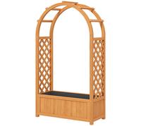 Outsunny Jardinière surélevée avec treillis, toit en arc Bac à fleurs en bois 83 x 36 x 145cm Marron clair