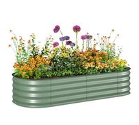 Outsunny Jardinière surélevée carré Potager de Jardin en Acier modulable pour légumes, Plantes, Fleurs, dim. 150 x 62 x 30cm, Vert