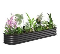 Outsunny Jardinière surélevée carré Potager de Jardin en Acier modulable pour légumes, Plantes, Fleurs, dim. 240 x 62 x 30cm, Noir