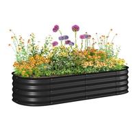 Outsunny Jardinière surélevée carré Potager de Jardin en Acier modulable pour légumes, Plantes, Fleurs, dim. 150 x 62 x 30cm, Noir