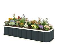 Outsunny Jardinière surélevée en acier galvanisé, lit de jardin avec gants et bords pliés, 165 x 52 x 31 cm, gris foncé