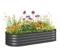 Outsunny Jardinière Surélevée en Acier Modulable 150x62x30cm Gris Foncé | Carré Potager de Jardin, pour Légumes, Plantes, Fleurs