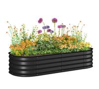 Outsunny Jardinière Surélevée en Acier Modulable 150x62x30cm Noir | Carré Potager de Jardin, pour Légumes, Plantes, Fleurs