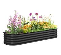 Outsunny Jardinière surélevée carré Potager de Jardin en Acier modulable pour légumes, Plantes, Fleurs, dim. 195 x 62 x 30cm, Gris foncé