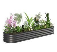 Jardinière - Outsunny - modulable - pour légumes, plantes, fleurs - en acier galvanisé - 240 x 62 x 30 cm - gris foncé