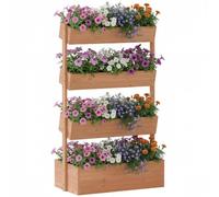 Outsunny Jardinière Surélevée en Bois à 4 Niveaux 85x45x140cm Marron | Carré Potager de Jardin, Doublure en Tissu, Trous de Drainage, pour Légumes Herbes Fleurs, Extérieur, Grande Taille
