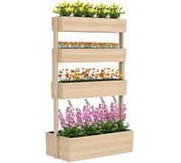 Outsunny Jardinière Surélevée en Bois avec 4 Étages, Doublure, Bois Naturel | Escalier de Fleurs, Trous de Drainage, pour Terrasse, Balcon et Jardin