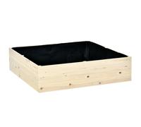 Outsunny Jardinière surélevée en bois avec doublure en tissu non-tissé pour balcon jardin Nature 117 x 117 x 30 cm