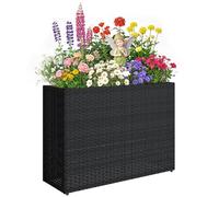 Jardinière surélevée - Outsunny - bac amovible et pieds réglables - résine tressée et acier - 81 x 28 x 58 cm - noir