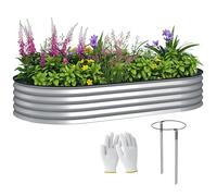 Outsunny Jardinière surélevée galvanisée en Acier, lit de Jardin, Bordure en Caoutchouc et Fond Ouvert, pour légumes, Fruits, Fleurs, 181 x 93 x 30 cm, Argent